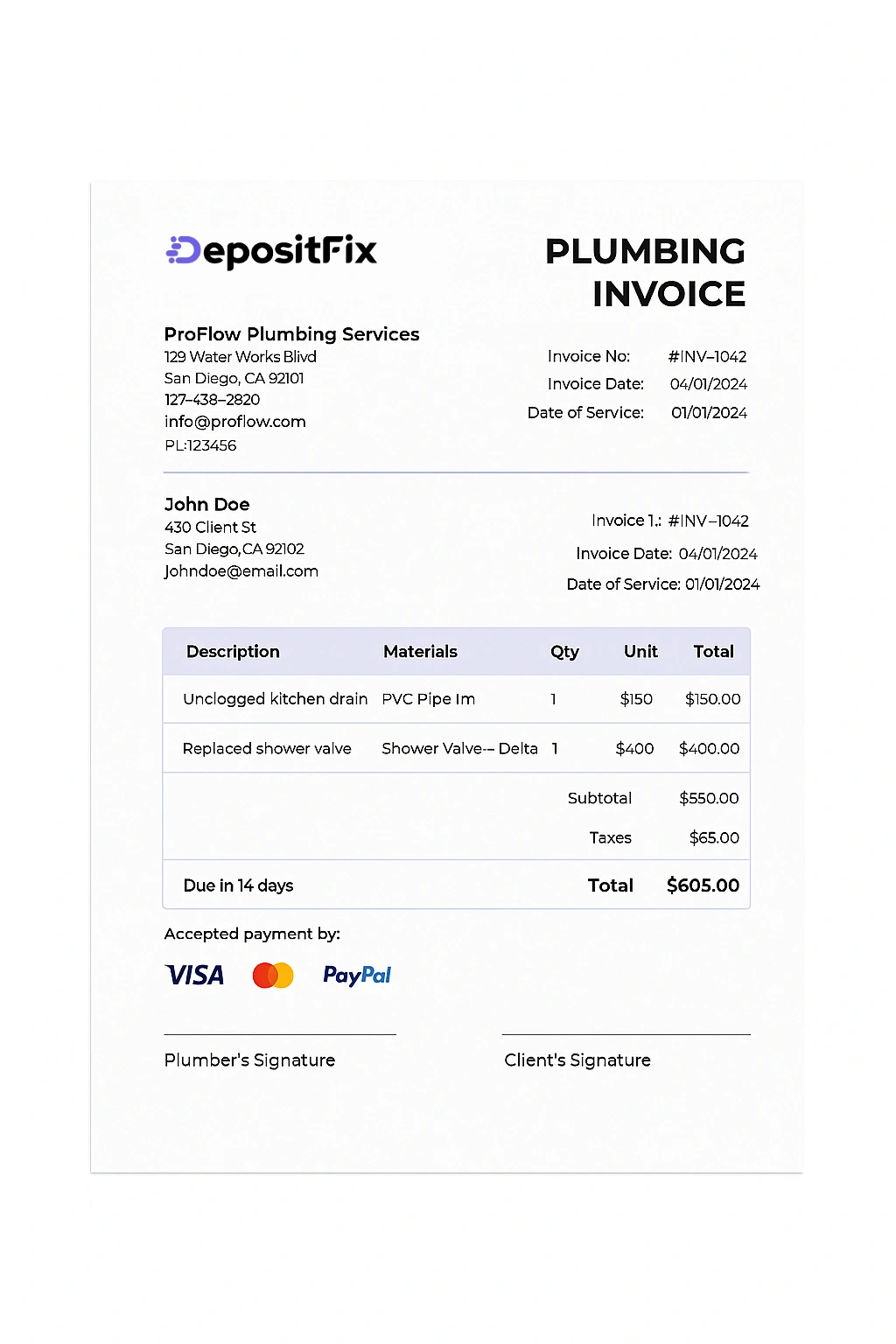 Plumbing Invoice: A Guide for Easy Billing